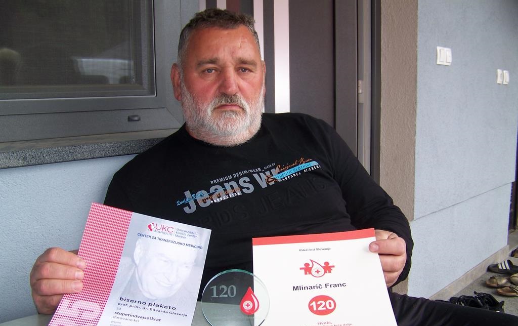 Franc Mlinarič iz Lipovcev je kri daroval že 125-krat Franc Mlinarič iz Lipovcev je kri daroval že 125-krat
